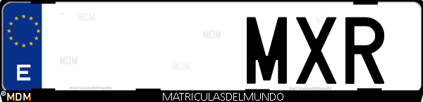 Imágen de matrícula de coche con letras MXR de España