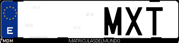 Imágen de matrícula de coche con letras MXT de España