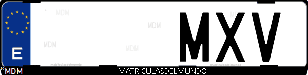 Imágen de matrícula de coche con letras MXV de España