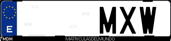 Imágen de matrícula de coche con letras MXW de España