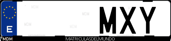 Imágen de matrícula de coche con letras MXY de España