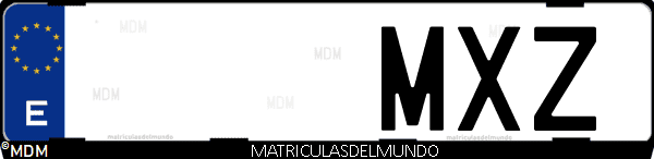 Imágen de matrícula de coche con letras MXZ de España