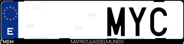 Imágen de matrícula de coche con letras MYC de España