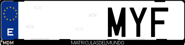 Imágen de matrícula de coche con letras MYF de España