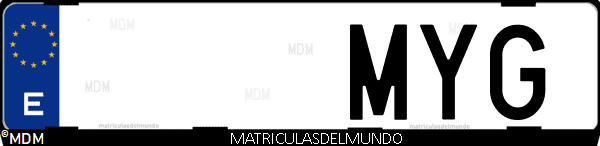 Imágen de matrícula de coche con letras MYG de España