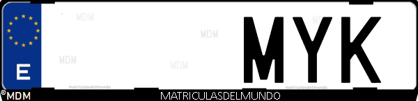 Imágen de matrícula de coche con letras MYK de España
