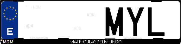 Imágen de matrícula de coche con letras MYL de España