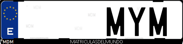 Imágen de matrícula de coche con letras MYM de España