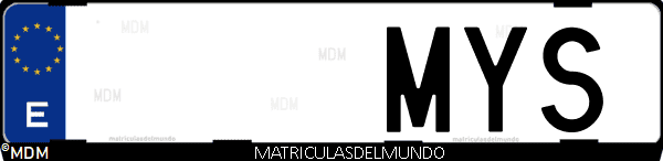 Imágen de matrícula de coche con letras MYS de España