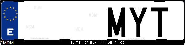 Imágen de matrícula de coche con letras MYT de España