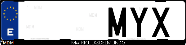 Imágen de matrícula de coche con letras MYX de España