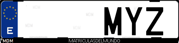 Imágen de matrícula de coche con letras MYZ de España