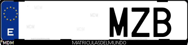 Imágen de matrícula de coche con letras MZB de España