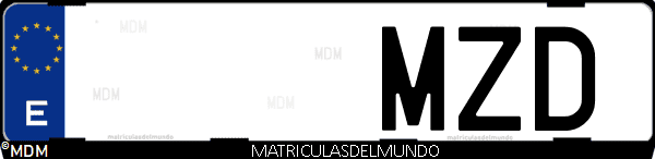 Imágen de matrícula de coche con letras MZD de España