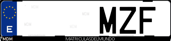 Imágen de matrícula de coche con letras MZF de España