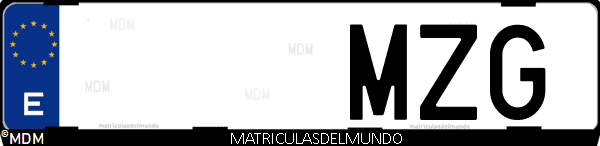 Imágen de matrícula de coche con letras MZG de España