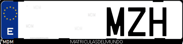Imágen de matrícula de coche con letras MZH de España