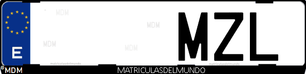 Imágen de matrícula de coche con letras MZL de España
