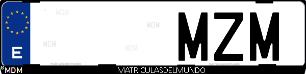 Imágen de matrícula de coche con letras MZM de España