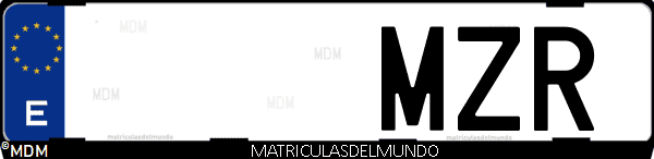 Imágen de matrícula de coche con letras MZR de España