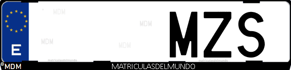 Imágen de matrícula de coche con letras MZS de España