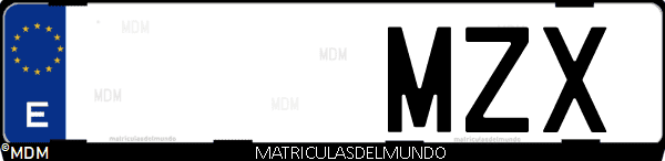 Imágen de matrícula de coche con letras MZX de España