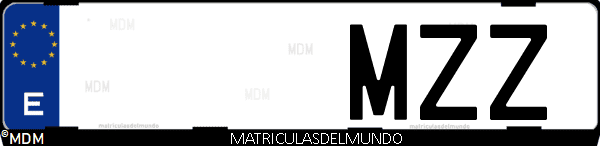 Imágen de matrícula de coche con letras MZZ de España