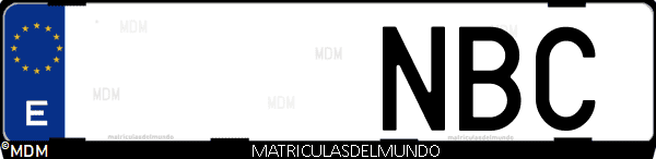 Imágen de matrícula de coche con letras NBC de España