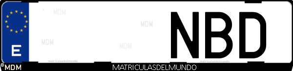 Imágen de matrícula de coche con letras NBD de España