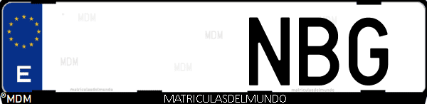Imágen de matrícula de coche con letras NBG de España