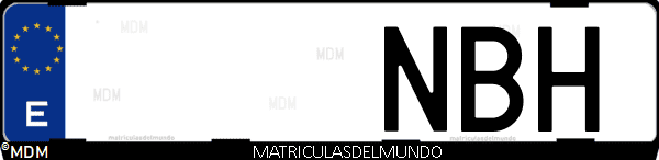 Imágen de matrícula de coche con letras NBH de España