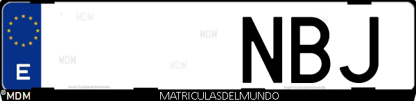 Imágen de matrícula de coche con letras NBJ de España