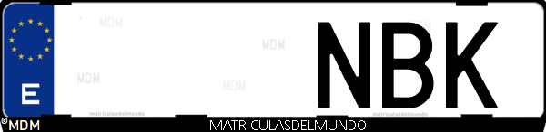 Imágen de matrícula de coche con letras NBK de España
