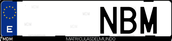 Imágen de matrícula de coche con letras NBM de España