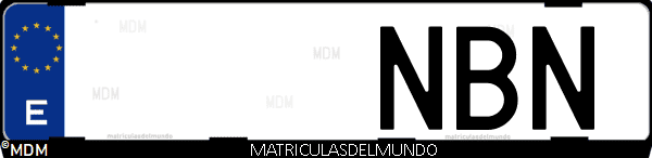 Imágen de matrícula de coche con letras NBN de España