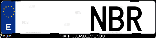 Imágen de matrícula de coche con letras NBR de España
