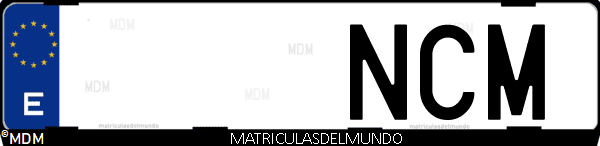 Imágen de matrícula de coche con letras NCM de España