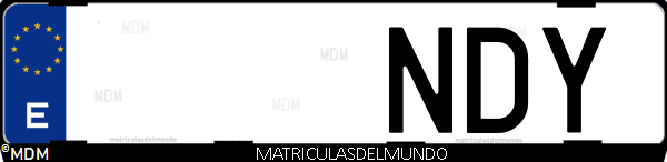 Imágen de matrícula de coche con letras NDY de España