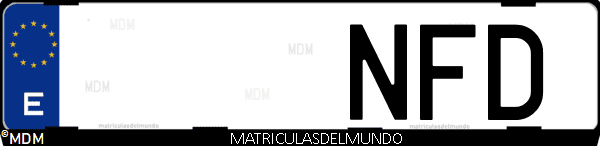 Imágen de matrícula de coche con letras NFD de España