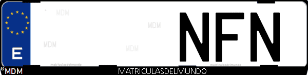 Imágen de matrícula de coche con letras NFN de España