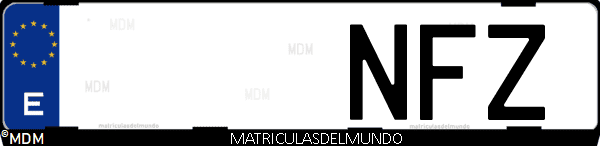 Matrícula de coche de España con letras NFZ, emitida en 2025
