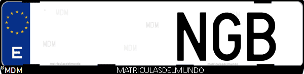 Matrícula de coche de España con letras NGB, emitida en 2025