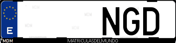 Matrícula de coche de España con letras NGD, emitida en 2025