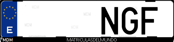 Matrícula de coche de España con letras NGF, emitida en 2025