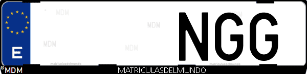 Matrícula de coche de España con letras NGG, emitida en 2025