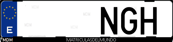 Matrícula de coche de España con letras NGH, emitida en 2025