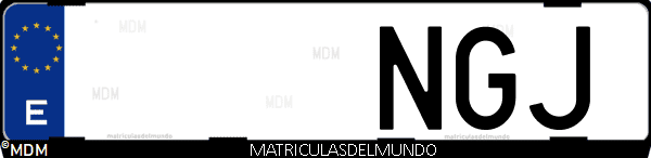 Matrícula de coche de España con letras NGJ, emitida en 2025