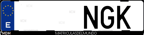 Matrícula de coche de España con letras NGK, emitida en 2025