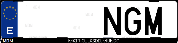 Matrícula de coche de España con letras NGM, emitida en 2025