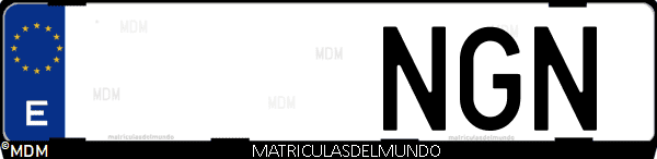 Matrícula de coche de España con letras NGN, emitida en 2025